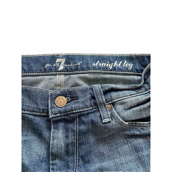 7 For All Mankind Medium Dark Wash Straight Leg Slim Jeans Size 25 Red Label - Picture 4 of 9